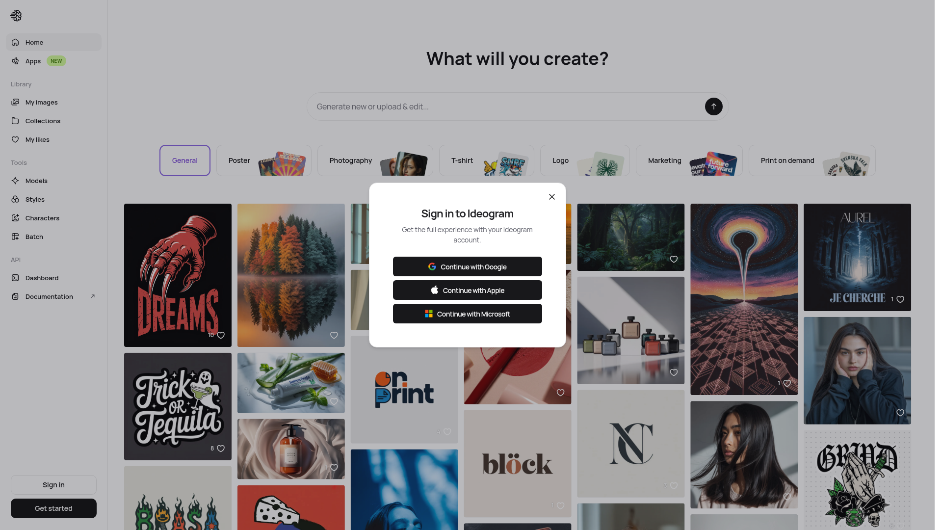 Galeria grafik AI z napisami i typografią
